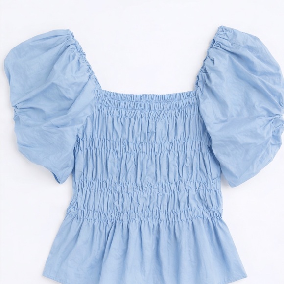 River Island Tops - River Island Light Blue Smocked Top with Puff Sleeves